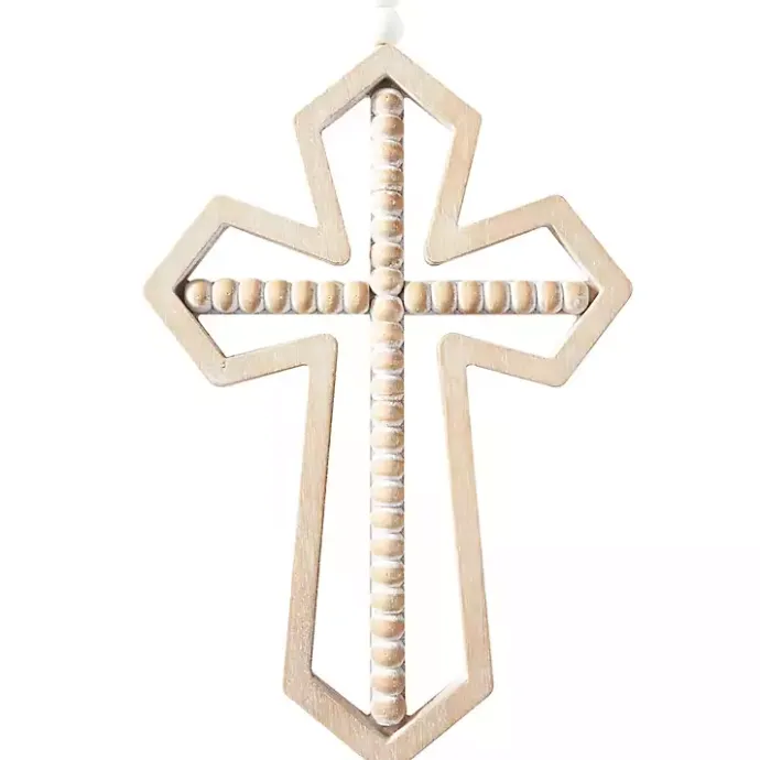 Outlet Kirklands Home Natural Beaded Wood Cross Wall Plaques, Set of 3 Tan