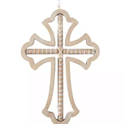 Outlet Kirklands Home Natural Beaded Wood Cross Wall Plaques, Set of 3 Tan