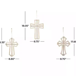 Outlet Kirklands Home Natural Beaded Wood Cross Wall Plaques, Set of 3 Tan