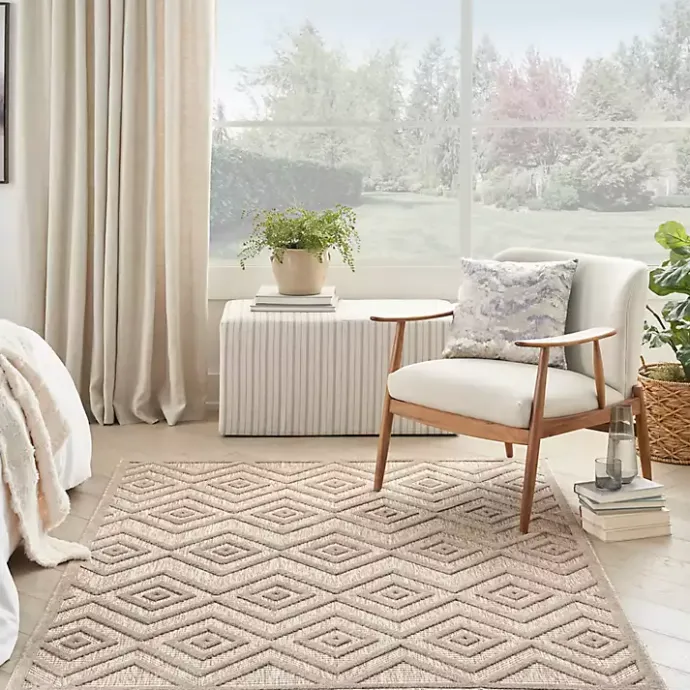 Hot Kirklands Home Natural Beige Diamond Indoor/Outdoor Area Rug, 4x6 Tan