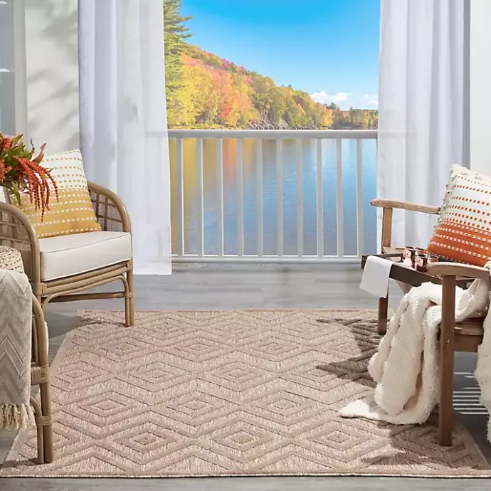 Hot Kirklands Home Natural Beige Diamond Indoor/Outdoor Area Rug, 4x6 Tan