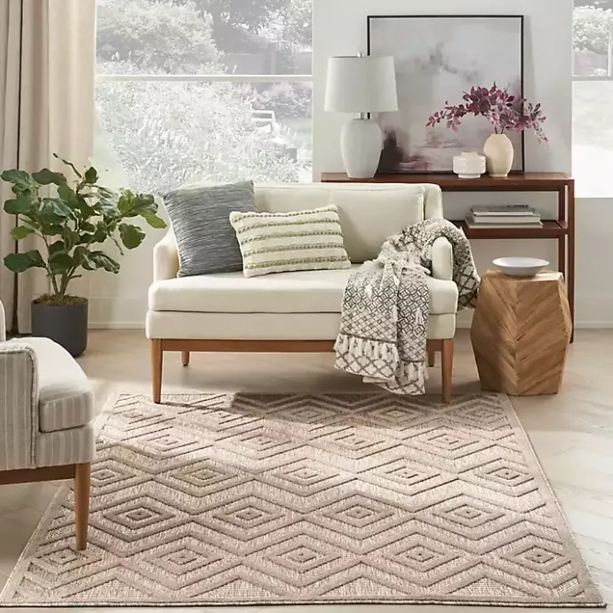 Clearance Kirklands Home Natural Beige Diamond Indoor/Outdoor Area Rug, 5x7 Tan