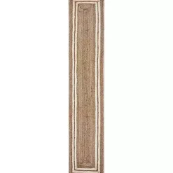 Kirklands Home Natural Bleached Bordered Jute Table Runner Brown