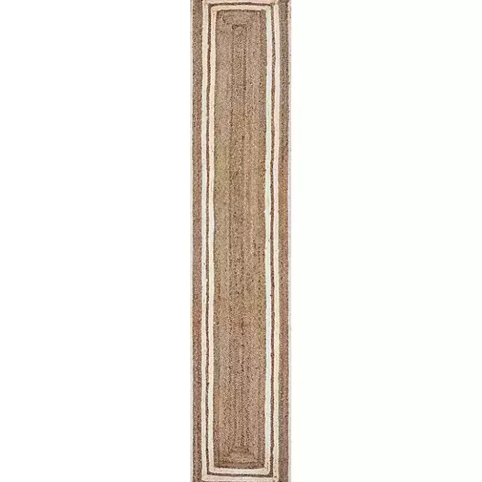 Kirklands Home Natural Bleached Bordered Jute Table Runner Brown