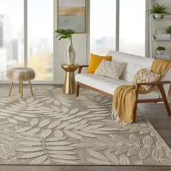 New Kirklands Home Natural Botanical Leaves Outdoor Area Rug, 9x13