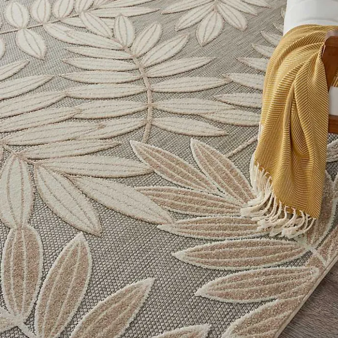 New Kirklands Home Natural Botanical Leaves Outdoor Area Rug, 9x13