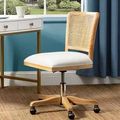 Clearance Kirklands Home Natural Cane Back Linen Office Chair