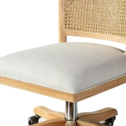 Clearance Kirklands Home Natural Cane Back Linen Office Chair
