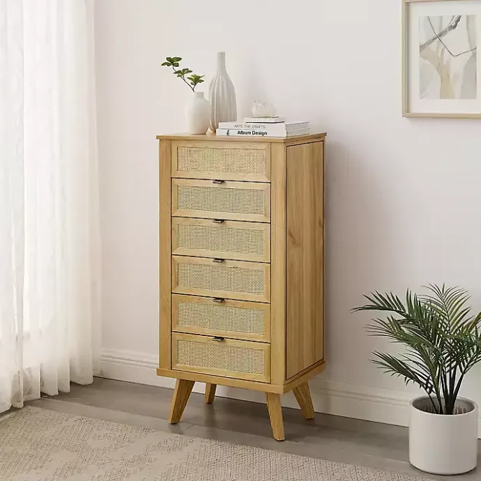 Clearance Kirklands Home Natural Cane Jewelry Armoire Tan