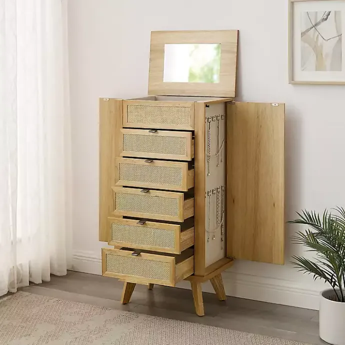 Clearance Kirklands Home Natural Cane Jewelry Armoire Tan
