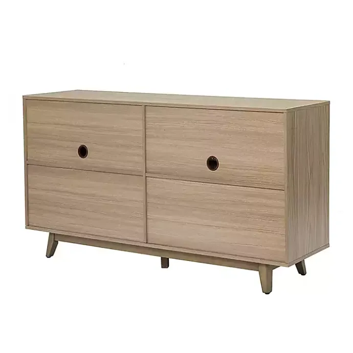 Clearance Kirklands Home Natural Cane Wood Storage Media Cabinet Tan