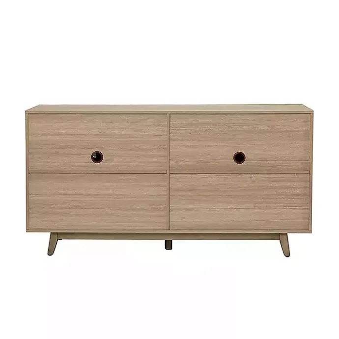 Clearance Kirklands Home Natural Cane Wood Storage Media Cabinet Tan