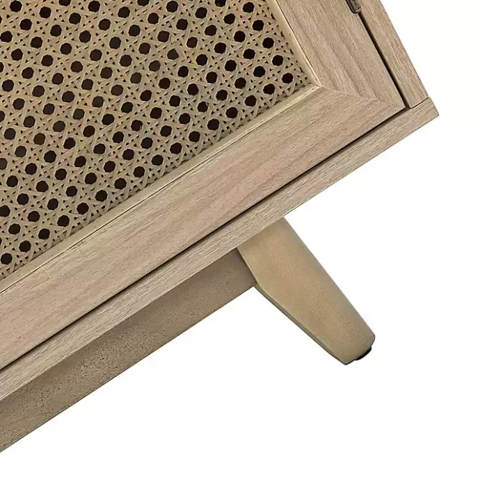 Clearance Kirklands Home Natural Cane Wood Storage Media Cabinet Tan