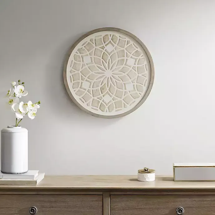 Online Kirklands Home Natural Carved Wood Medallion Round Wall Plaque Tan