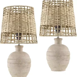 Online Kirklands Home Natural Ceramic 2-pc. Lamps with Seagrass Shades Tan