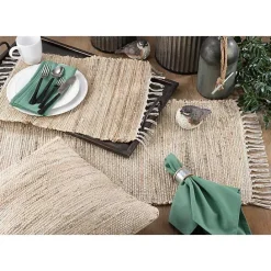 Outlet Kirklands Home Natural Chindi Tasseled Jute Placemats, Set of 4 Ivory