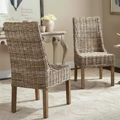 Kirklands Home Natural Coastal Rat 2-pc. Dining Chair Set Tan