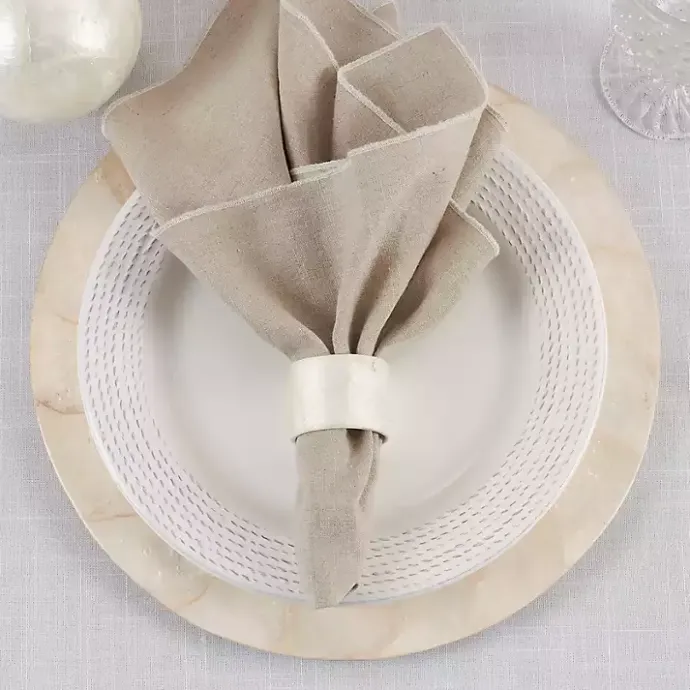 Hot Kirklands Home Natural Cream Marble 4-pc. Napkin Ring Set