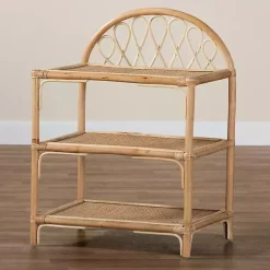 Online Kirklands Home Natural Curled Rattan 3-Tiered Bookcase