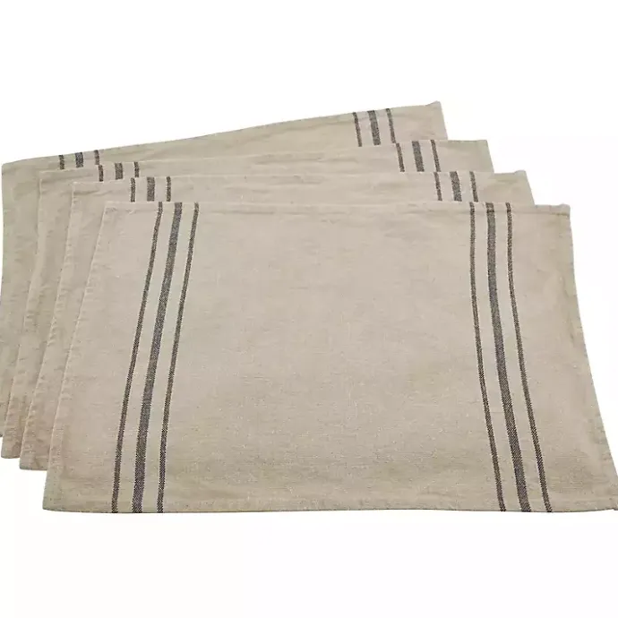 Discount Kirklands Home Natural Everyday Striped Linen Placemats, Set of 4