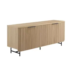 Clearance Kirklands Home Natural Fluted Wood 4-Door Scandinavian Cabinet Tan