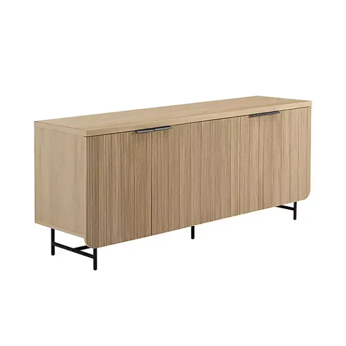 Clearance Kirklands Home Natural Fluted Wood 4-Door Scandinavian Cabinet Tan