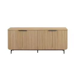 Clearance Kirklands Home Natural Fluted Wood 4-Door Scandinavian Cabinet Tan