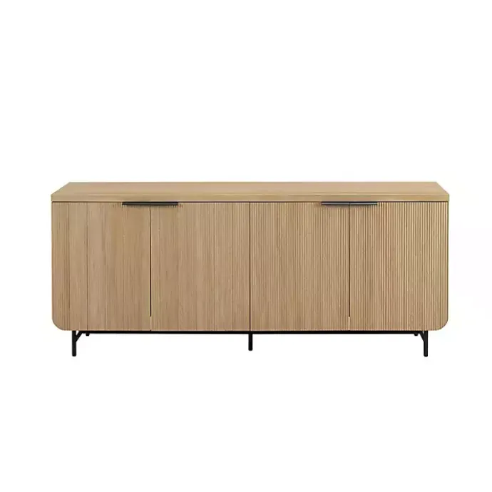 Clearance Kirklands Home Natural Fluted Wood 4-Door Scandinavian Cabinet Tan