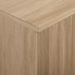 Clearance Kirklands Home Natural Fluted Wood 4-Door Scandinavian Cabinet Tan