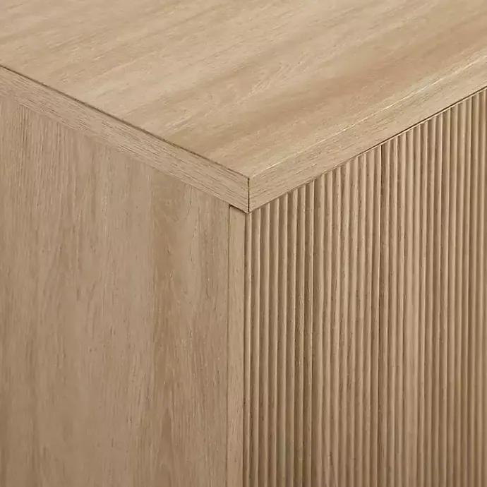 Clearance Kirklands Home Natural Fluted Wood 4-Door Scandinavian Cabinet Tan
