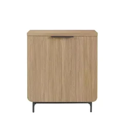 Kirklands Home Natural Fluted Wood Scandinavian Cabinet Tan