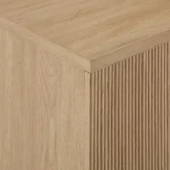 Kirklands Home Natural Fluted Wood Scandinavian Cabinet Tan