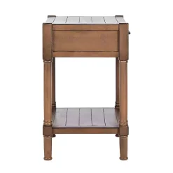 Outlet Kirklands Home Natural Geometric Industrial Pull Accent Table Brown
