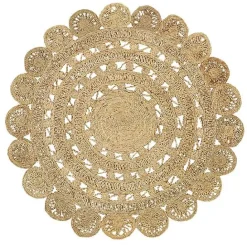 Kirklands Home Natural Golden Sunshine Circular Area Rug, 4x4 Tan