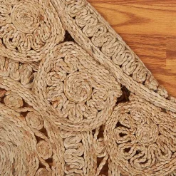 Kirklands Home Natural Golden Sunshine Circular Area Rug, 4x4 Tan