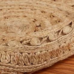 Kirklands Home Natural Golden Sunshine Circular Area Rug, 4x4 Tan