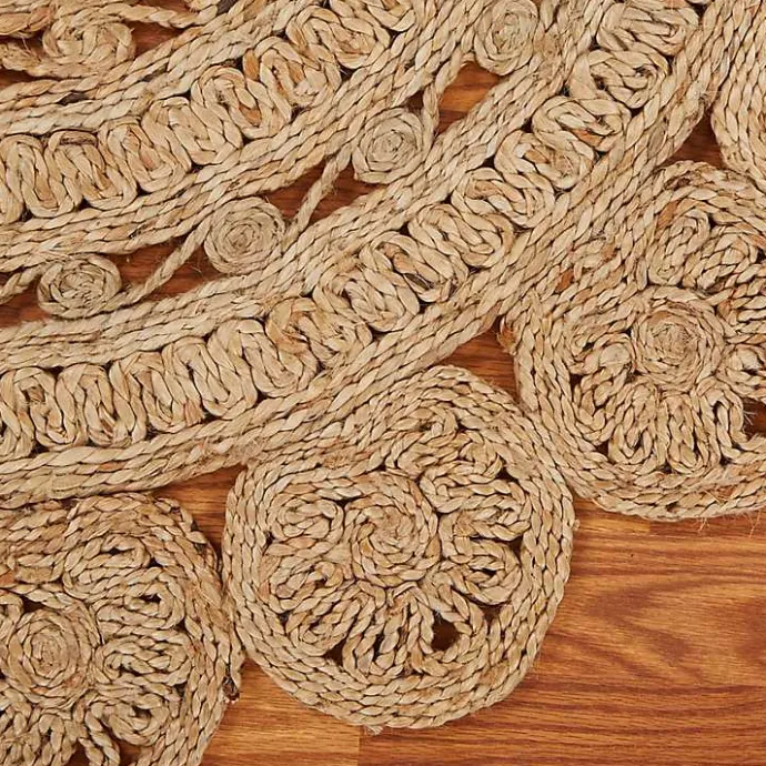 Kirklands Home Natural Golden Sunshine Circular Area Rug, 4x4 Tan