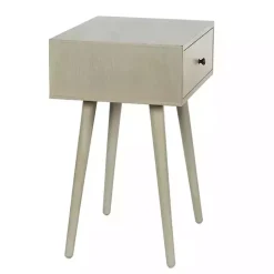Best Kirklands Home Natural Wood 1-Drawer Arthur Accent Table Gray