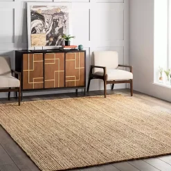 Outlet Kirklands Home Natural Hand Woven Rigo Jute Area Rug, 10x14 Tan