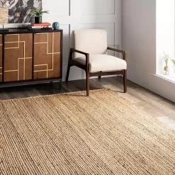 Outlet Kirklands Home Natural Hand Woven Rigo Jute Area Rug, 9x12 Tan