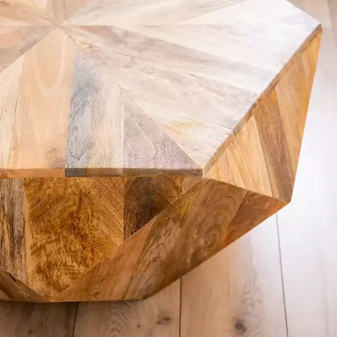 Best Kirklands Home Natural Hexagon Mango Wood Coffee Table Tan
