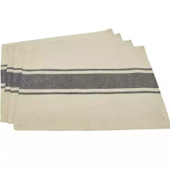 Online Kirklands Home Natural Ivory Banded Cotton Placemats, Set of 4