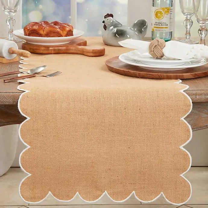 Clearance Kirklands Home Natural Jute Scalloped Table Runner Tan