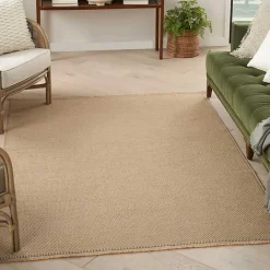 New Kirklands Home Natural Jute Solid Woven Area Rug, 5x7 Tan