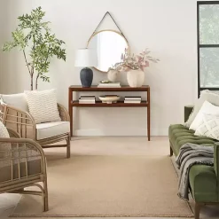 New Kirklands Home Natural Jute Solid Woven Area Rug, 5x7 Tan