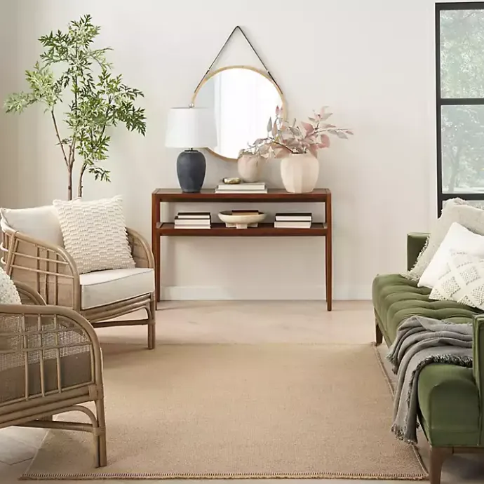 New Kirklands Home Natural Jute Solid Woven Area Rug, 5x7 Tan