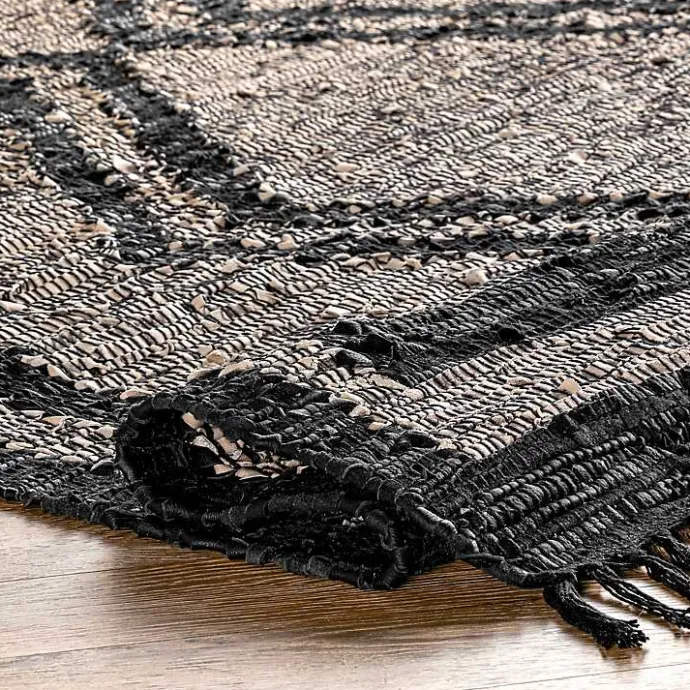 Kirklands Home Natural Leather Flatweave ZigZag Area Rug, 8x10
