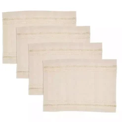 Sale Kirklands Home Natural Leno Striped Placemats, Set of 4 Tan