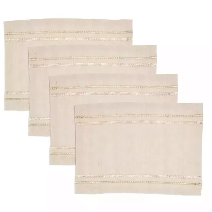 Sale Kirklands Home Natural Leno Striped Placemats, Set of 4 Tan