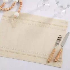 Sale Kirklands Home Natural Leno Striped Placemats, Set of 4 Tan